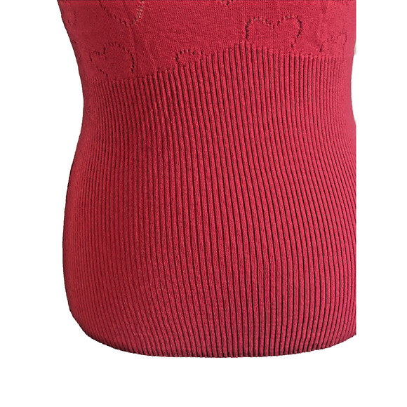 BEBE red ribbed Y2k Vtg Heart turtleneck with bebe Logo Rhinestone Shirt NEW L - Picture 7 of 15